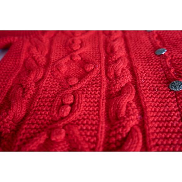 VTG Carroll Reed Women Wool Bobble Cable Chunky Knit Cardigan Sweater M Cottage - Picture 11 of 16